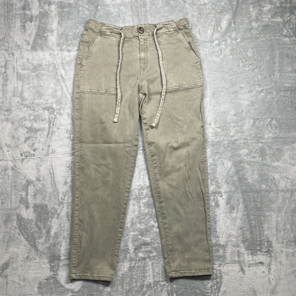 BKE Buckle High Rise Washed Olive Green Womens Drawstring Waist Pants Size 29